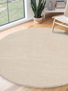Relax waschbarer Kurzflor Teppich; Farbe: beige; Größe: 200 x 200 cm round