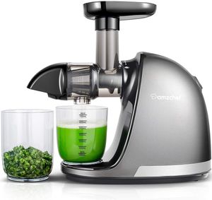 Sokowirówka Amzchef Slow Juicer, sokowirówka ze stali nierdzewnej, sokowirówka elektryczna, sokowirówka do warzyw i owoców bez BPA