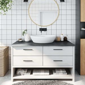 Waschtischplatte Dunkelgrau 100x50x2 cm Massivholz Behandelt