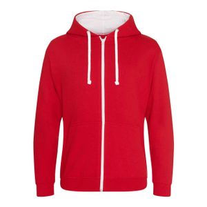Just Hoods Uni Varsity Zoodie Sweatjacke JH053 fire red/arctic white S