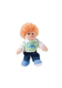 Heless 101 - Stoffpuppe Junge Felix mit Jeans, Ringelshirt und Halstuch, ca. 15 cm große Weich-Puppe zum Kuscheln, Spielen und Liebhaben