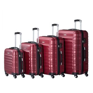 Juskys Hartschale Kofferset Reisekoffer 4 teilig - Zahlenschloss, geräuscharme 360° Rollen groß, Teleskopgriff, leicht - Koffer in Rot