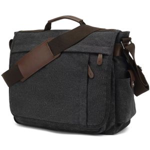 Laptop Tasche,Umhängetaschen Herren aus Canvas Schultasche Queformat A4 Laptoptasche für 15,6 Zoll Laptop Arbeitstasche Aktentasche