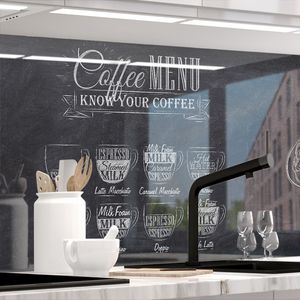 Küchenrückwand selbstklebend Matt-Optik - BISTRO MENU - 1.8mm, versteift, alle Untergründe, Hart PET Material, PREMIUM 60 x 280cm