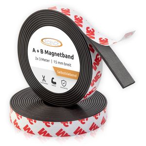 ECENCE Magnetband selbstklebend A+ B für Fliegengitter und Moskitonetze (3m + 3m) Magnetstreifen m