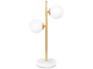 BELIANI Tischlampe Gold Weiß aus Metall Glas Rund Kugel Form 2-Flammig Nachttischlampe Tischleuchte für Schlafzimmer Wohnzimmer Flur