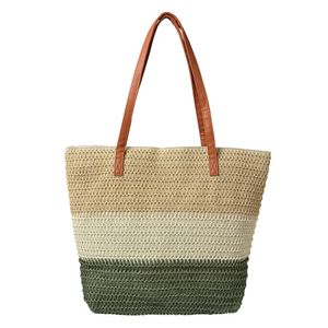 Clayre & Eef Strandtasche 46x30 cm Grün Beige Synthetisch