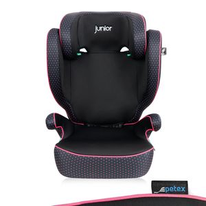 2-in-1 Auto-Kindersitz mit ISOFIX, i-Size Norm ECE R129 für Kinder von 100-150 cm, höhenverstellbarer Kinderautositz, pink |Basic Plus von PETEX