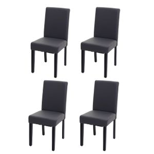 sada 4 jídelních židlí Kuchyňská židle Littau  Imitace kůže, matná šedá, tmavé nohy
