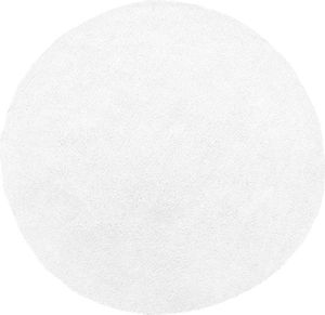 BELIANI Läufer Teppich Weiß Polyester ⌀ 140 cm Rund Hochflor Modern Maschinengetuftet Fußbodenheizung Geeignet Wohnzimmer Schlafzimmer Flur