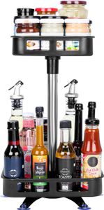 Belle Vous 2-Stufen Gewürzständer - Rotierendes Gewürzkarussell - Metall - Gewürzregal drehbar für die Küche - Drehteller Organizer - Drehteller Küche