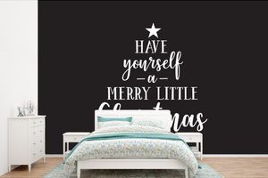 MuchoWow® Fototapety pre obývaciu izbu alebo spálňu tapety vinylové motív tapety Citát Vianoce "Have yourself a merry little Christmas" na čiernom pozadí