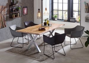 Esstisch mit Baumkante wie gewachsen Esszimmermöbel Küchentisch Baumkantentisch mit Agestell Eisen Art.2228 760x900x1800