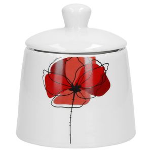 Zuckerdose Monika 250-300ml Ø90mm H100mm runder mit Deckel Mohnblume rot Porzellan-Geschirr Gastro