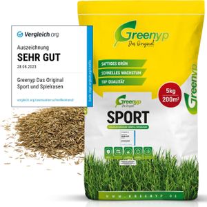 Greenyp® Sport I strapazierfähiger Sport-& Spielrasen I 5kg für 200m² I Sportrasen Grassamen Rasensamen Rasensaat Gras Nachsaat schnellkeimend