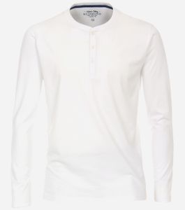 REDMOND Casual Henley Shirt Langarm Knopfleiste Regular Fit Baumwolle Jersey uni Weiß XL