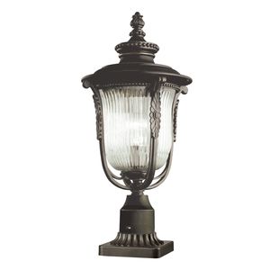 Rustikale Gartenlampe Stehend aus Metall Riffelglas opulent verziert Vintage Lampe Außenleuchte