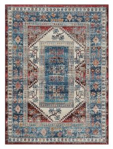 Dywan MY-RUG, Manish 1, 240x170, czerwono-niebieska mieszanka, płaski splot, w nowoczesnym stylu, do salonu, przedpokoju, prostokątny