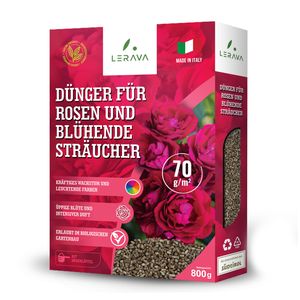 LERAVA® Rosendüngerund Dünger für Blühende Sträucher - 800g - Förderung von Kräftigem Wachstum -Qualität 100%  Italy