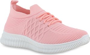 VAN HILL Damen Laufschuhe Sportschuhe Sportliche Strick Profil-Sohle Schuhe 841675, Farbe: Hellpink, Größe: 41