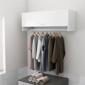 vidaXL Kleiderschrank Hochglanz Weiß 100x32,5x35 cm Holzwerkstoff - Kleiderschrank - Kleiderschränke - Kleiderständer - Schrank