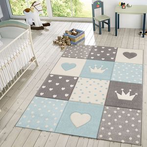 TT Home Kinder Teppich Spielteppich Karos Punkte Sterne Herzen Pastell Blau Grau Größe 160 cm Rund TT Home Kinder Teppich Spielteppich Karos Punkte Sterne Herzen Pastell Blau Grau Größe 160 cm Rund