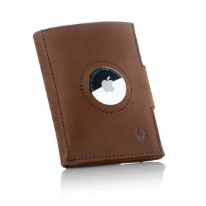 DONBOLSO Wallet Air I Schlanke AirTag-Geldbörse mit Apple AirTag-Halter I Stylisches Kartenetui aus Leder mit RFID-Schutz I Für Damen und Herren I Für bis zu 11 Kreditkarten I Vintage-Braun