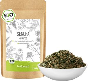 Grüner Sencha Tee 500 g I lose und geschnitten I aromatischer Sencha Grüntee I 100% natürlich I bioKontor