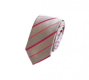Fabio Farini Schmale Krawatten in Farbton Grau 6cm, Breite:6cm, Farbe:Taupe & Pink