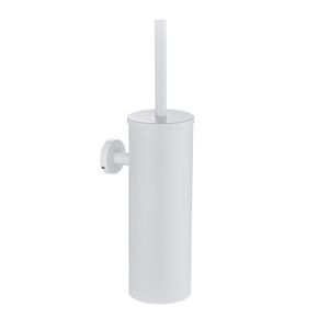 Edelstahl Toilettenbürste WC-Bürstenhalter Garnitur Wandhalter Bürste Klobürste mit Wandbefestigung, Weiß, 40 cm