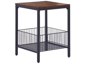 BELIANI Beistelltisch Dunkelbraun Faserplatte Holzoptik Quadratisch Metallgestell Schwarz mit Drahtkorb Couchtisch Sofatisch Wohnzimmertisch Industrie