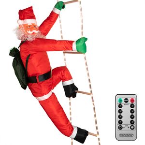 Monzana LED Weihnachtsmann Leiter XXL 240cm für In-/Outdoor Timer 8 Leuchtfunktionen dimmbar Santa Claus Nikolaus Weihnachten Deko Figur