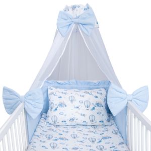 Amilian Baby Bettwäsche 7tlg Set: Nestchen, Kinderbettwäsche 100x135, Betthimmel, Kinder Bettwäsche Babybettwäsche für Baby (Chiffonhimmel)