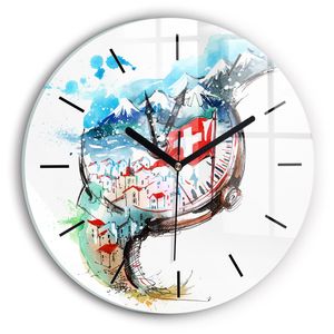 Wallfluent Wanduhr – Stilles Quarzuhrwerk - Uhr Dekoration Wohnzimmer Schlafzimmer Küche - Zifferblatt mit Striche - schwarze Zeiger - 30 cm - Schweizer Uhr