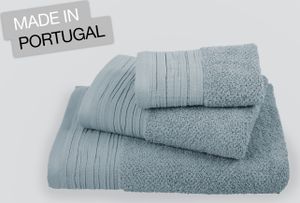 jilda-tex Premium Handtuch Leinenoptik Frottierware Set 100% Baumwolle Verschiedene Größen/Farben (Hellblau, 2 x Premium Handtuch 50x100 cm)