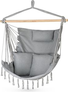 Outtec® Hängesessel mit 3 Kissen - 100x130x75cm, bis 140 kg - Boho Fransen Sessel, Sitzsack, Schaukel für Outdoor, Garten, Balkon, Zuhause - Grau Outtec® Hängesessel mit 3 Kissen - 100x130x75cm, bis 140 kg - Boho Fransen Sessel, Sitzsack, Schaukel für Outdoor, Garten, Balkon, Zuhause - Grau