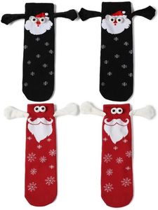 ASKSA 2 Paare Weihnachten Socken Magnetische Saugnapf Socken Uni lustige Paare halten Haende Weihnachtssocken, B