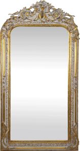 Casa Padrino Barock Wandspiegel Gold / Weiß 85 x H. 160 cm - Barock Spiegel mit wunderschönen Verzierungen - Barock Möbel