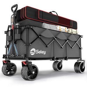 Sekey Extralanger Bollerwagen faltbar Transportwagen 150kg belastbar, Ladebereich von 1,2 m Länge, Gerätewagen, CompactFold-Serie Grau