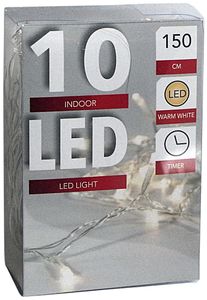 LED - Lichterkette 10 Lämpchen mit Timer warmweiß - Batteriebetrieb