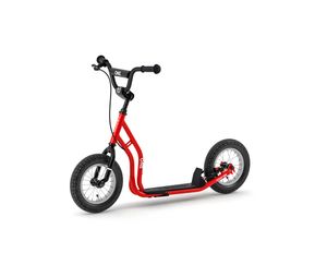 Yedoo One Kinder Roller Scooter Tretroller - für Kinder ab 5 Jahren, mit Luftreifen 12/12, Reflexelementen und verstellbarem Lenker Rot