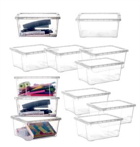 12er Set Aufbewahrungsbox mit Deckel - transparente Box aus PP-Kunststoff - 19x14,5x9 cm - stapelbar