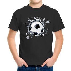 Kinder T-Shirt Jungen Fussball-Motiv lustig Tor Ball-Sport Geschenk für Jungen Fussballfan Moonworks® schwarz 122-128 (7-8 Jahre)