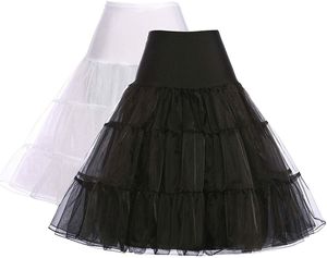 YULUOSHA 2 Stück Damen 1950er Vintage Petticoat Rock Braut Crinoline Unterrock,Farbe:Schwarz,Weiß,Größe:L