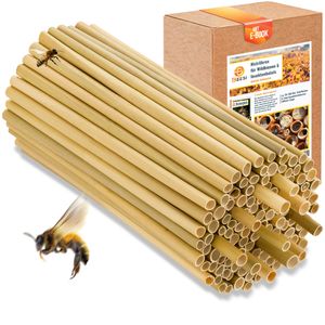 BEESI 500x Bambusgras für Insektenhotel I 14 cm Länge I 3-7mm ⌀ I Füllmaterial Bienenhotel, Wildbienen Nistmaterial