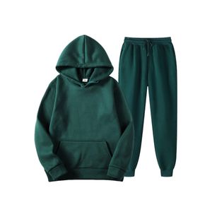 Herren Trainingsanzug Sets Kapuzenpullover mit Kapuze und Taschen Sporthose Hausanzug Grün,Größe:L