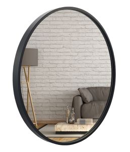 60 cm großer runder Spiegel, schwarzer Wandspiegel mit MDF-Rahmen für Badezimmer, Schminktisch, Wohnzimmer, Schlafzimmer, Eingangswanddekoration