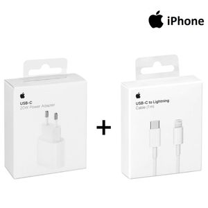 Original Apple iPhone 20W USB-C Ladegerät + Apple Ladekabel 1m USB-C Lightning Kabel für iPhone 11 12 13