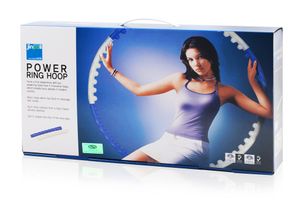 JINPOLI Power Ring Hula Hoop Reifen mit Massagenoppen | Workout Bauchtrainer Durchmesser 97 cm | Gewicht 0,84kg | 7 Segmente | Blau/Weiß
