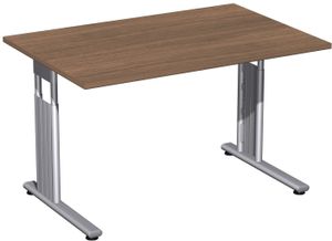 C-Fuß Flex Schreibtisch, gerade, höhenverstellbar, verschiedene Größen und Farben, Farbe Dekor:Nussbaum, Größe Tischplatte:120 x 80 cm